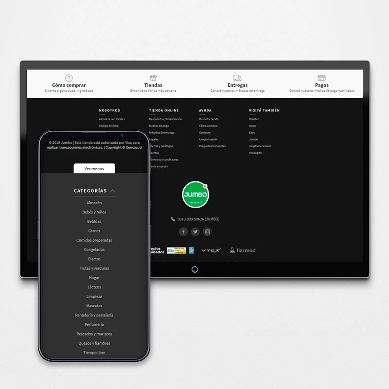 Jumbo / Disco / Vea - Footer optimizado para SEO